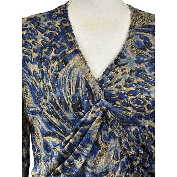 Reba sheer blue top, glamorous, bohemian, metallic, abstract, artsy, western - Picture 4 of 6